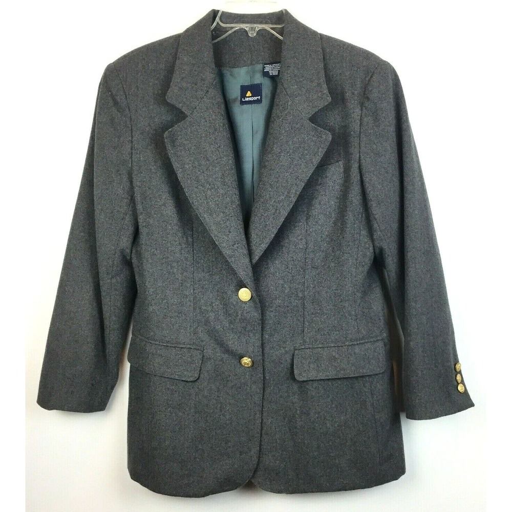 Vintage Blazer Women 6 Wool Jacket Gray 2 Gold Button Classic Capsule Old Money